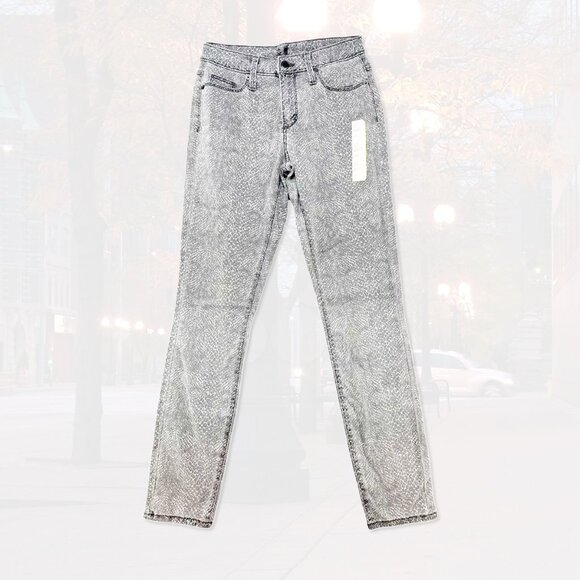 NWT Light Gray Snakeskin-Print High-Rise Skinny Jeans - Womens Sizes 0, 18 Pants - Picture 5 of 6